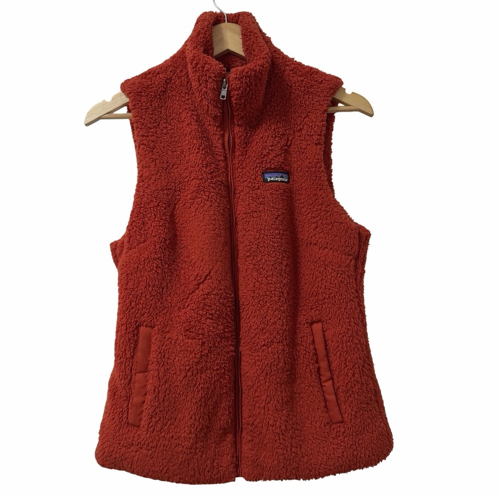 Patagonia Womens Fuzzy Fleece Los Gatos Full Zip Vest‎ Size M Orange Outdoors